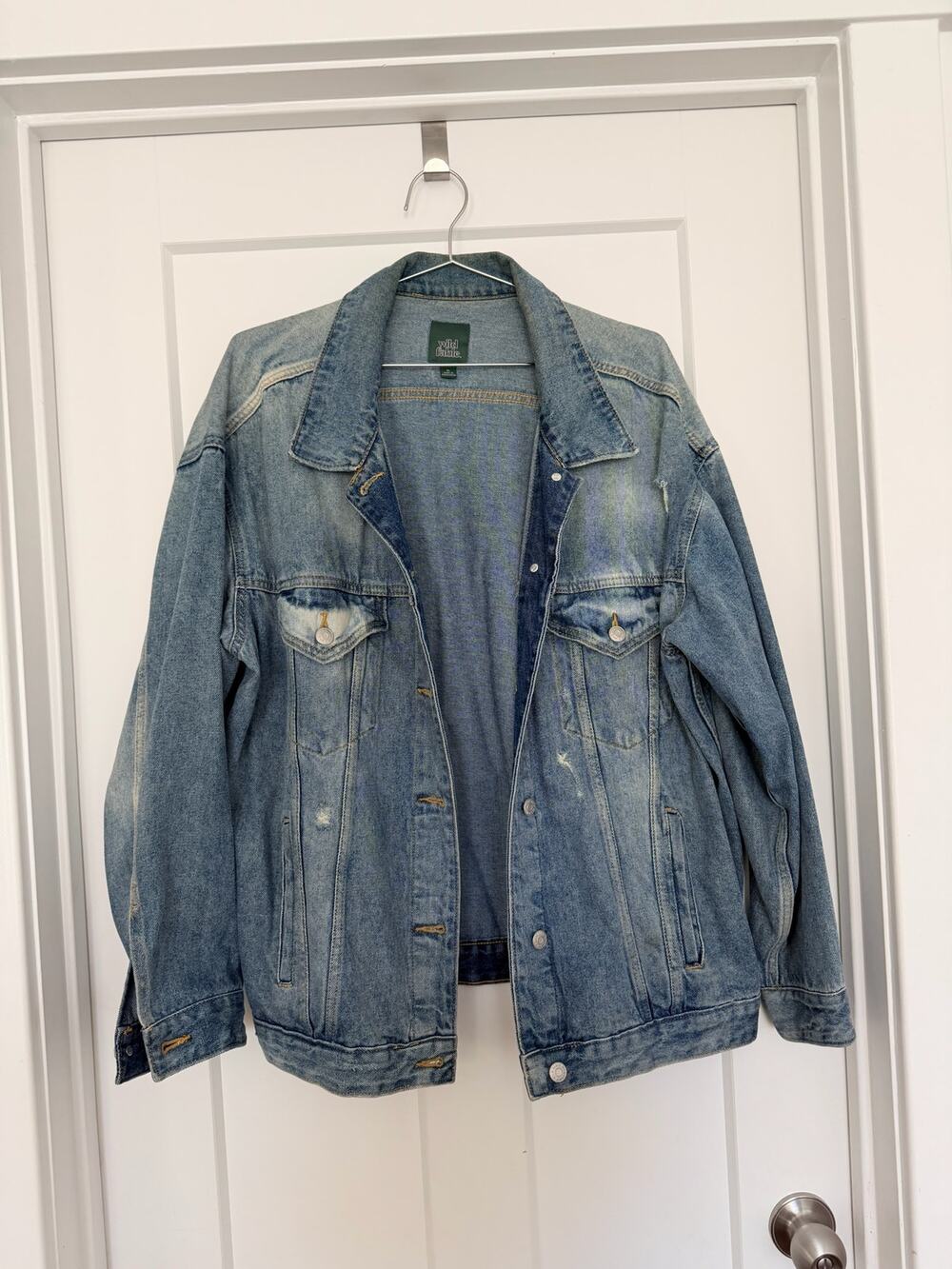 Wild Fable Oversized Distressed Acid Wash Denim Trucker Jacket XL